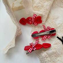 2pcs Heart-Shaped Button Hair Clips, Cute Front Bangs/Side Bangs Hairpins For Women And Girls, Hair Accerssories