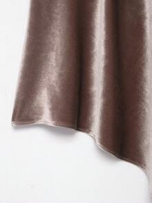 ZEVITY Women's Solid Color Asymmetric Spaghetti Strap Top, Velvet Backless Spaghetti Strap Camisole - Mocha Brown - View 7