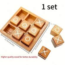 1/2 Pc Classic Wooden Tic Tac Toe Game Set, Suitable For All Ages - Perfect Family Game Night & Home Decor | Suitable For Coffee Table, Living Room, And Desk, Entertaining Tabletop Puzzle Game, Durable Wood, Fun Board Game, Ideal For Adult Game Night, Wonderful Gift Choice - Brown - View 14