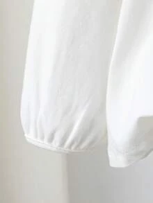 Girls' Long Sleeve Collared White Shirt, Spring - White - View 4