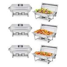 mteryoing 2/4/6 Pack Rectangular Chafing Dish, Single Compartment Stainless Steel Buffet Warmer Set, Complete Food Server For Catering, Wedding Events, Home Parties - 6 件裝 - 查看 1