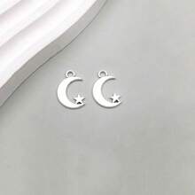 20PCS/10pcs/5pcs Silver Plated Moon And Star Charms For Jewelry Making DIY Necklace Bracelet Earrings Accessories Cheap Craft Supplies For Eid, Ramadan,Anti-Rust 304 Metal Pendant, For Jewelry Making, DIY Handcraft Supplies, Necklace And Bracelet Accessories