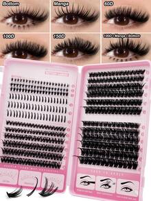 Rikuaild 378/414片D卷度单根假睫毛嫁接套装，包含60片下睫毛+60片尖头仙女睫毛+258片60D+150D+200D蓬松假睫毛，附赠睫毛胶、镊子和睫毛刷，在家轻松DIY假睫毛嫁接 - 彩色 - 查看 13