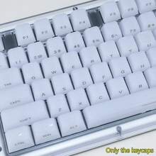 水晶键帽套装，OEM高度PC材质键帽，白玉主题半透明设计，适配MX轴和6.25U空格键，适用于游戏和办公机械键盘，仅含键帽（不含键盘），机械键盘DIY配件