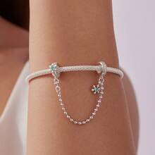 WOSTU 1件925纯银可爱雪花蝴蝶邪眼心形硅胶安全链，适用于女士手链DIY时尚饰品礼品