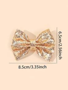 2pcs Shiny Gold Hair Bows For Baby Girls Sparkling Gold Bow Hair Clips Sparkly Glitter Gold Bow Alligator Clips Fashionable Holiday Birthday Party Hairpins Clips Casual Daily Barrettes Baby Hair Accessories - Gold - View 7