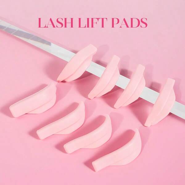 4 Sizes/8pcs Set, Eyelash Lift Rods, Eyelash Lift Pads, Reusable Eyelash Curler Protector Pads (Pink, Green, Purple)