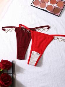 3 piezas Bragas de mujer de unicolor minimalistas, cómodas e informales de talle bajo - Multicolor - Ver 5