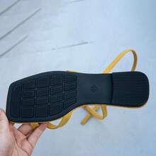 2026 New Summer Women's Simple Elegant Sandals, Yellow Open Toe Criss-Cross Strap Front, Fashionable Ankle Strap Flat Comfortable Breathable Casual Sandals Suitable For Daily Wear, Vacation, Holiday, Party, Suitable For Wide Or Plus Size Feet, Orange Versatile Ladies Sandals With Metal Decor - Ginger - View 7