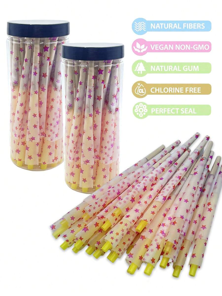 50pcs Rolling Papers, Pre-Rolled Cones, Cigarette Papers & Tubes, Ultra Thin & Slow Burning Trumpet Tube Rolling Paper, Smoking Accessories,Gift Set,Valentine's Day Gift, New Year's Gift,Home Decor Christmas Gift - Multicolor - View 1
