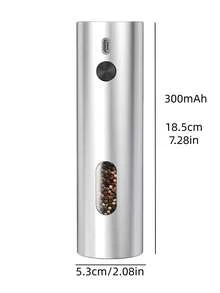 Electric Salt And Pepper Grinder Set With Stand, Stainless Steel Rechargeable Pepper Grinder, 95ml Large Capacity, White LED Light And Adjustable Coarseness Grinder, Perfect For Home And Restaurant Use - 充電款(銀色) - 查看 13