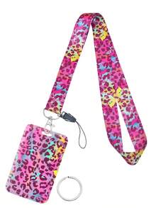 1条粉色豹纹教师挂绳，带证件卡套、手机绳、钥匙圈，可爱粉色涤纶材质，可作钥匙带，是送给女性、教师、学生、员工的绝佳礼物，也可作钱包、迷你钱包、手拿包、卡包使用。 - 彩色 - 查看 13