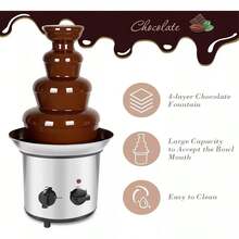 Fuente De Chocolate Eléctrica, Fuente De Chocolate De 4 Capas, Acero Inoxidable De 4 Capas Para Suministros De Boda Resturant Home Party Birthday - Tipo de Enchufe B USA (110-127V) - Ver 2