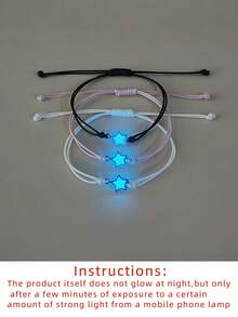 ATLVXJL Bộ 3 vòng tay bằng thép không gỉ hình ngôi sao phát sáng trong bóng tối, biểu tượng tình chị em và tình bạn, phụ kiện trang sức thường ngày dành cho nữ, thích hợp để đeo hàng ngày và làm quà tặng ngày Valentine. - Nhiều màu - Xem 9