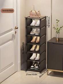 1pc Black 3/4/5/6/7 Tier Shoe Rack, Multi-Layer Home Minimalist Shoe Cabinet, Dustproof Shoe Box, High Capacity Indoor Home Shoe Organizer