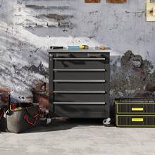 HOMCOM 5 Drawer Tool Cabinet, Rolling Tool Box, Steel Tool Cart, Silver+Black Tone - 1 - View 3