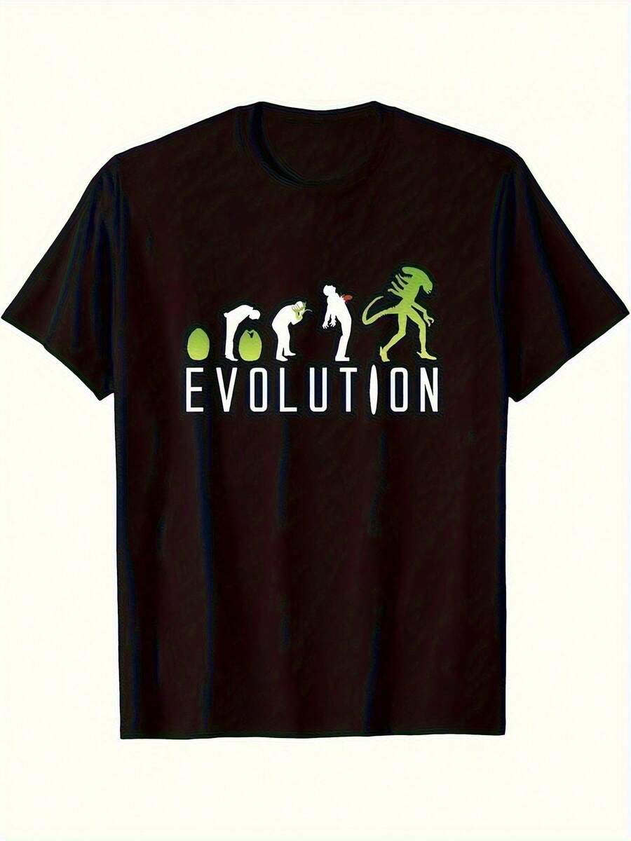 Tee-shirt William Utauni Homme Alien 45e anniversaire Ellen Ripley Art - Évolution vers le graphique Xenomorphe, noir avec design vert, vêtement de rue décontracté à manches courtes pour le camping et les activités de plein air, tee-shirts de camping, vêtements d'été, chemise graphique de camping confortable - Noir - Voir 1