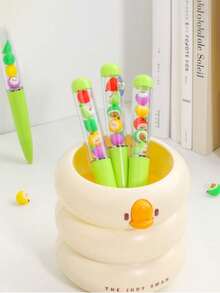 1 个独特的 80 克塑料鸭形办公桌收纳架 - 塑料笔筒和化妆刷架，适用于办公室、家庭、学生等返校
