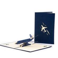 3D Birthday Card Airplane Model Creative Handmade Hollow Paper Cutting Card, Handmade Paper Carving Card, Handmade Cartoon Card, Party Gift, Party Decoration, Party Supplies, Gift Decoration, With Envelope Airplane, Suitable For Travel, Birthday, Graduation Gifts,For School Supplies,Back To School