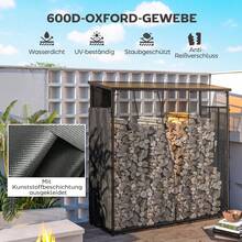 Outsunny 2-Piece Log Rack Cover Set, 148 X 62, Waterproof 600D Oxford Cloth, Protective Log Rack Cover For 62-66T X 185H Log Racks, Black - 1 - View 3