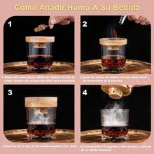 Kit para Ahumar Cócteles, Ahumador de Cocteles, Set de Whisky Ahumado con 4 Virutas de Madera Saborizadas y Cubitos de Hielo Reutilizables para Cócteles Old Fashioned, Bebidas - Regalos Bourbon - 1 - Ver 7