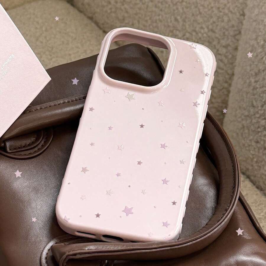 KAIWD 1 chiếc ốp lưng màu hồng ổi và tím nâu hình ngôi sao tương thích với iPhone 17 Pro Max, Apple 15 màu hồng hình ngôi sao graffiti tương thích với Apple 16 Pro Max, kiểu dáng tối giản Hàn Quốc cho iPhone 17, 13 inch, 15 inch, vỏ mềm, ngọt ngào, nữ tính, hình học, tối giản, tươi mới, mềm mại, phong cách .