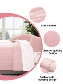 1pc Quilted Comforter, Cloud-Like Comfortable Down Alternative Comforter Suitable For All Sizes (Twin, Full, Queen, King), All Season, Machine Washable, Oeko-Tex Certified, Light Pink