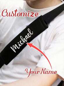1pc Custom Embroidered Name Car Seat Belt Shoulder Pad, Backpack Shoulder Pad, Seat Belt Anti-Strangle Cover, Multi-Function Shoulder Strap Pad, Universal For All Seasons, Suitable For All Car Models, Can Also Be Used For Backpack Straps, Camera Straps, Luggage Straps, Guitar Bag Straps, Etc - Multicolor - View 1