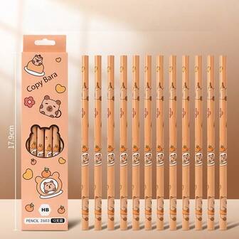 12PCs/30PCs Back To School Season CABI Bala Theme Pencil With Eraser, Very Suitable For Artists And Students, Showing Cute CABI Bala Illustrations, Paintings, Sketches And Writing.
