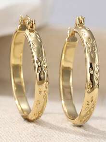 经典复古女士耳环，优雅印花设计，日常、度假和派对的完美配饰 - 金色 - 查看 7