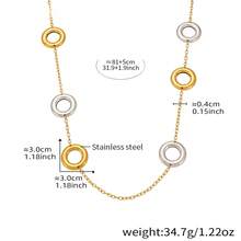 Autumn And Winter Versatile Stainless Steel Sweater Chain Large Circle Two-Tone Design European And American Simple Personality Long Non-Fading Sweater Coat Elegant Accessory - P932-鋼色項鍊81+5cm - 查看 7