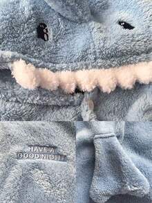 女士舒适珊瑚绒鲨鱼主题睡袍 - 可爱（睡袍+裤子），女士睡袍，大码睡袍，加厚保暖冬季家居服，带口袋，柔软法兰绒，圣诞节必备，温暖舒适，送给女孩、女士、家人、朋友和女朋友的最佳礼物，圣诞礼物，新年礼物 - 彩色 - 查看 9