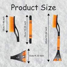 二合一雪刷和冰刮器 - 符合人体工程学的泡沫手柄，轻巧不刮伤汽车/SUV挡风玻璃，冬季清洁工具，带硬毛