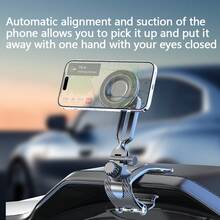 TAFDIUR Magnetic Adjustable Car Phone Holder - Multi-Angle Stable Fixation, With 1 Metal Ring, 360° Rotation, Adjustable Non-Slip Silicone Clip, Black Grid Design, Suitable For All Smartphones, ABS Material, Non-Waterproof, Dashboard Mounting | Fashionable Design | Firm Grip - Magnetic Alligator Clip - View 5