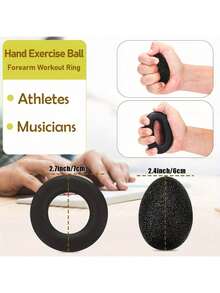 5-Pcs Grip Strength Training Set (Silicone Finger Gripper, Grip Ball, Grip Ring) Gym Accessories-Adjustable Resistance Hand Grip Strengthener, Forearm Exerciser For Muscle Building And Athletic Grip Trainer, Hand Strengthener Tool Kit - 黑色 - 查看 7