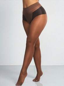 2 Pairs Women's 30D Sheer Pantyhose, Coffee Brown Tights, Fashionable & Minimalist - Coffee Brown - View 3