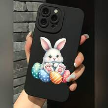 2026 nueva funda de teléfono mate, funda de teléfono conejo de Pascua con impresión de huevos coloridos para iPhone 17 14 13 12 11 Pro Max Se 2022 y  Galaxy S23 S22 S21 S20 A54 A53 A52 A34 A33 A32 A23 A22 A21 A14 A13 A12 A11 A03s A02s A01 A01, funda de teléfono core, regalo de pareja para él y ella, regalo de San Valentín, cumpleaños, festivo - Negro - Ver 1