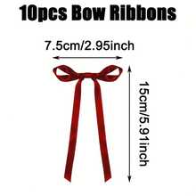 10 élégantes décorations de gâteau en ruban rouge avec des accents dorés - fabriquées en polyester, conviennent pour les décorations de mariage, anniversaire, Saint-Valentin, créant une atmosphère festive - Rouge - Voir 6