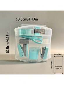 8pcs/Box Portable Office School Mini Stationery, Including Hole Punch, Staple Lifter, Stapler Tape Holder, Small Tape, Pencil Holder, Scissors, 500 Staples (10#),Product Size Is Mini And Cute, Wedding Gifts,Back To School,School Supplies - Sets - View 15