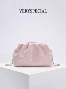 高品质复古风格棕色麂皮手拿包，玛琳风格女士麂皮手拿包，欧美时尚褶皱简约女士手拿包，配链条肩带 - 棕色 - 查看 21