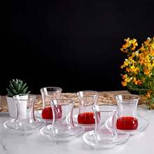 WSXC Turkish Tea Glasses And Saucers Set 12 Pieces Arabic  Tea Cups (4oz/120ml) - As Pic - View 3