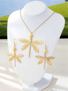 2件/3件套首饰套装，欧美风格女士可调节手镯、手链和戒指套装，蜻蜓项链耳环，蛇形设计个性化手链配饰