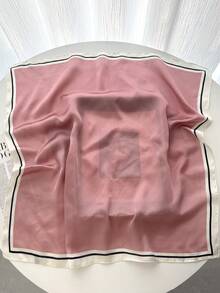 1 chiếc khăn quàng cổ màu trơn, khăn choàng nhỏ/băng đô cho nữ, khăn vuông 70x70cm - Hồng - Xem 4