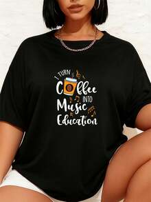Musiklehrer Geschenk T-Shirt Grafik T-Shirts Frauen Crop Tops Sommer Outfits für Frauen Sommer Tops T-Shirt - Schwarz - Übersicht 7