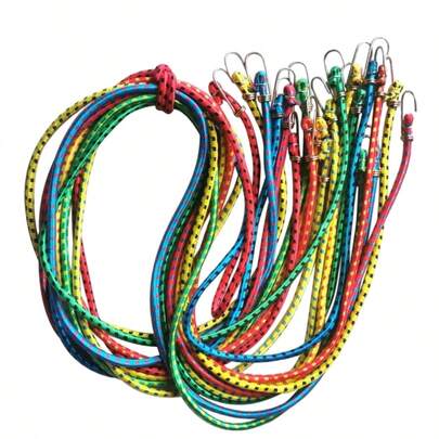 78,74 tum/39,37 tum Elastiskt rep för bagageutrymme med dubbel krok, fastspänningsrep för utomhusbruk, bärbart lättviktigt elastiskt klädlina - halkfritt, repdiameter ca 11,5 mm, bagagerem, lämplig för SUV/bil/motorcykel | Universell baksätes- och bagageorganisatör (slumpmässig färg) - polyester, dragsnörestängning, bagageutrymmesorganisatör | Dekorativt rep | Slitstarkt rep, bagageutrymmestillbehör