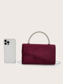 Sac à main élégant et scintillant pour femmes, sac à bandoulière avec strass brillants, sac de soirée pour femmes, convient parfaitement pour les fêtes, les mariages, les danses, les dîners/banquets, le meilleur cadeau pour les femmes - Rouge foncé - Voir 8