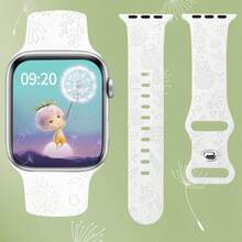 Omen's And Men's I Fashion Dandelion And Cat Laser Carved Monochrome Silicone Watch Bring A 38mm 40mm 41mm 45mm 44mm 42mm 49mm Belt, Soft And Comfortable Breathable Wristband Replacement Strap, With Ultra Series 9/SE/8/7/6/5/4/3/2/1 Bracelet Accessories - Smoke Purple - View 7