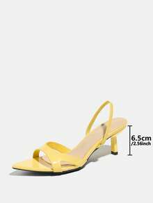 女士高跟鞋，时尚高端猫跟尖头闪亮交叉绑带，高品质柔软镜面材质，性感优雅踝带，舒适百搭，适合任何正式场合，黄色女士礼服凉鞋 - 黃色 - 查看 4