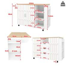 Kitchen Cabinet, Wood Grain Serving Cart, Kitchen Trolley With Wheels And Countertop, Kitchen Trolley With Spice Rack And Towel Rack, Kitchen Island With Sliding Doors And Drawers, White - White + MDF - View 7