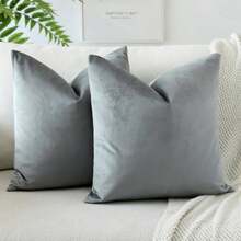 1/2pcs Velvet Solid Color Decorative Throw Pillow Cover (Pillow Insert Not Included), Square Cushion Cover, Holiday Home Decor, Soft And Comfortable Fabric, Modern Decor For Sofa, Bedroom, Dormitory - Light Grey - View 17